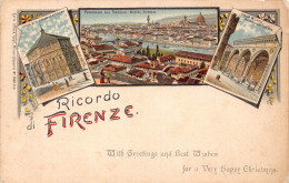 Delcampe - Italy Ricordo Di Firenze Florence Christmas Greeting Flowers Multi-View Postcard - Firenze (Florence)