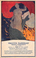 Delcampe - Italy Propaganda Flag Statue Fire Advertising For Loan At National Bank Postcard - Heimat