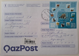 Delcampe - 2022..KAZAKHSTAN.COVER WITH MINISHEET..Chinese New Year - Year Of The Tiger...PAST MAIL..REGISTERED - Año Nuevo Chino