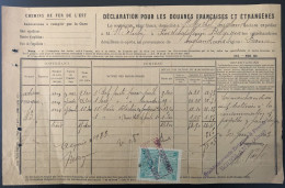 Delcampe - Très Beau Timbre-Taxe De Transmission Sur Document Douanier De 1923, De Froidchapelle (FR) - Documents