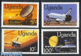 Delcampe - Uganda 1982 Peacefull Use Of Space 4v, Mint NH, Science - Transport - Astronomy - Telecommunication - Space Exploration - Astrologie