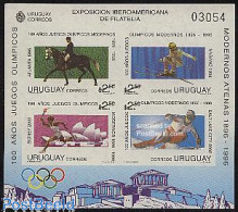 Delcampe - Uruguay 1996 Olympic Games S/s Imperforated (no Postal Value), Mint NH, Nature - Sport - Horses - Olympic Games - Skiing - Skiing