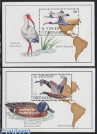 Delcampe - Saint Vincent 1993 Birds 2 S/s, Mint NH, Nature - Various - Birds - Ducks - Maps - Geografia