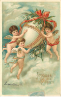 Delcampe - FANTAISIE ANGES  Gauffrée  ( Joyeuses Paques) - Angels