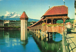 Delcampe - SUISSE - Lucerne - Pont De La Chapelle - Le Pilate - Tour - La Ville - Animé - Voiture - Transport - Carte Postale - Luzern