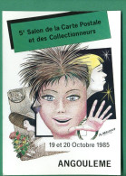 Delcampe - 16 Angoulême  La Femme Hier, Aujourd’hui Et Demain Ph Barussaud 5em Salon De La Carte Postale 1985 Flamme Du Salon - Angouleme