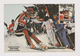 Delcampe - Petar Popangelov Bulgarian Alpine Skier, Skiing Sport, SPALDING Advertising Photo Postcard Personal Signed /82588 - Wintersport