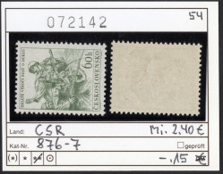 Delcampe - Tschechoslowakei 1954 - CSSR 1954 - Ceskoslovensko 1954 - Michel 876-877 - ** Neuf Mnh - 877 = Gomme Def. - Ungebraucht