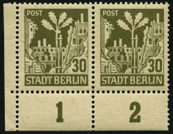 Delcampe - BERLIN UND BRANDENBURG 7AIV **, 1945, 30 Pf. BrÃ€unlicholiv Mit Abart  Eichel Rechts Am Stamm, Pracht, Mi. 30.- - Berlin & Brandenburg