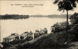 Delcampe - CPA Son Tay Sontay Tonkin Vietnam, Ufer Des Roten Flusses, Konvoi Von Sampans - Vietnam