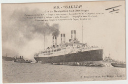 Delcampe - 10596 SS S.S. GALLIA Paquebot Compagnie De Navigation Sud Atlantique Toulon 1916 Franchise Militaire - Dampfer