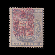 Delcampe - CUBA TELÉGRAFOS 1883. 40c S. 40c .MNG  Edifil 58 + OBSEQUIO - Kuba (1874-1898)