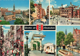 Delcampe - [-20%] PAYS-BAS - Groeten Uit Amsterdam - Multi-vues De Différents Endroits - Animé - Vitacolor - Carte Postale Ancienne - Amsterdam