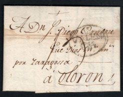 Delcampe - Belle Lettre 1792 Envoyée De Valencia Par Saragosse  Espagne  Pour Oloron En Béarn  Marque Postale 15 ?? - ...-1850 Prefilatelia