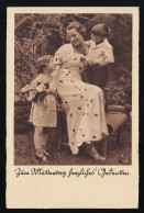 Delcampe - Junge Frau Blumenkleid Kinder Die Blumen Bringen, Zum Muttertag, Ungebraucht - Muttertag