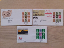 Delcampe - GRAN BRETAGNA - 3 F.D.C. Con Blocchi Provenienti Da Libretti Prestige + Spese Postali - 1981-1990 Decimal Issues