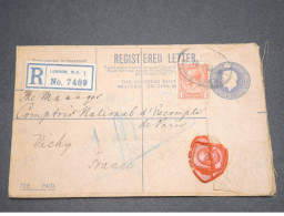 Delcampe - GRANDE BRETAGNE - Entier Postal + Complément De Londres En Recommandé Pour La France  - L 12976 - Luftpost & Aerogramme