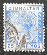 Delcampe - GI0024U - Queen Victoria - 25 Centimos Used Stamp - Gibraltar - 1889 - Gibilterra