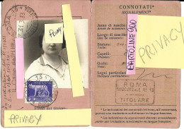 Delcampe - Tessera Postale Riconoscimento Regno D'italia 1933 Affrancata Con Francobollo Serie Imperiale Da Lire 3,70 (v/scansioni) - Non Classés