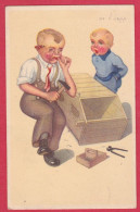 Delcampe - A575 FANTAISIES MENUISIER BRICOLAGE ENFANT CABANE NID OISEAUX BOIS MARTEAU SIGNEE DE L'ORME - Kunsthandwerk