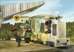 Delcampe - CPA Unser Sandmännchen, Sandmann, DDR Kinderfernsehen, Eisenbahn, Bahnhof - Giochi, Giocattoli