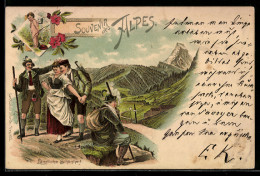 Delcampe - Lithographie Männer Umgarnen Eine Ländliche Schönheit - Alpinisme