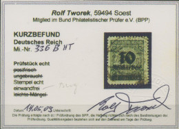 Delcampe - Dt. Reich 1923 Plattenfehler 336 B HT Gestempelt Geprüft Befund, Marke Geknickt - Gebraucht
