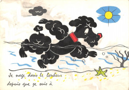 Delcampe - B98949 Je Nage Dans Le Bonbeur  Dog Chien  Postcard   Comics Seaside Humor - Humor