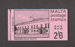 Delcampe - MALTA 1970 Postage Stamp Booklet SG SB2 2/6d Black On Pink Cover Mint - Malta