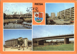 Delcampe - Riesa Sachsen Anlegestelle Weisse Flotte Dresden Stahl Walzwerk Elbbruecke - Riesa