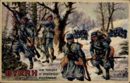 Delcampe - CPA Reklame, Byrrh Vin Tonique Et Hygienique, Infanterie En Reconnaissance - Werbepostkarten
