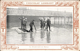 Delcampe - CPA Paris, Reklame, Chocolat Lombart, Boulevard De Bercy, Hochwasser, Feuerwehr - Werbepostkarten