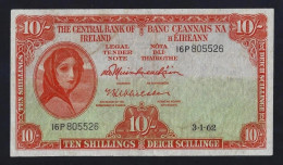 Delcampe - IRELAND REPUBLIC 10 Shillings 1962 P-63 VF KEY DATE - Ireland
