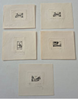 Delcampe - EPREUVE D'ARTISTE TOGO 5 épreuves 1947 Dont Signatures Autographes Du Graveur Serres Gazelles Arc Chasseur - Covers & Documents