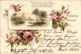 Delcampe - Lithographie Fröhliche Ostern, Neues Leben, Frühlingswonne - Ostern