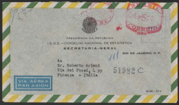 Delcampe - $#$#(AD2603)-BRAZIL-Postal History-1956- Red EMA Meter Stamp  On Airmail Cover To Firenze-Italy - Lettres & Documents