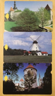 Delcampe - Estonia: 3 Used Magnetic Phonecards (2 Sides Views) Architecture. Lot #39 - Estland