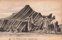 Delcampe - ALGERIE - Scènes & Types - Campement Arabe - Tente Rayée - Cheval - Animé - Costumes - Carte Postale Ancienne - Szenen