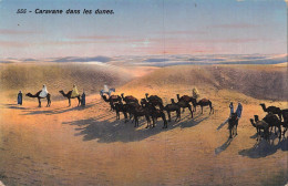 Delcampe - ALGERIE - Caravane Dans Les Dunes - Désert - Chameaux - Animé - Costumes - Ombres - Carte Postale Ancienne - Autres & Non Classés