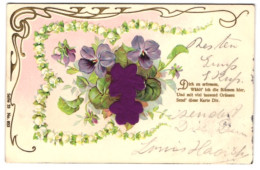 Delcampe - Stoff-Präge-AK Ein Veilchen-Strauch Mit Zwei Blüten Aus Stoff - Sonstige & Ohne Zuordnung