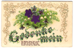 Delcampe - Stoff-Präge-AK Blumenornament Mit Purpurnen Blüten Aus Echtem Stoff - Sonstige & Ohne Zuordnung