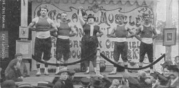 Delcampe - EVENEMENT - Fête Foraine - Lutteurs - Scène - Muscle - Poids - Métier - CPA - Autres & Non Classés