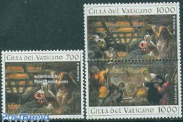Delcampe - Vatican 1994 Christmas 3v (1v+[:]), Mint NH, Religion - Christmas - Art - Paintings - Neufs