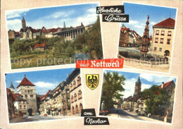 Delcampe - Rottweil Neckar Teilansicht Brunnen Stadttor Strassenpartie - Rottweil