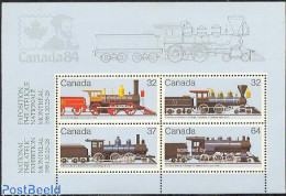 Delcampe - Canada 1984 Montreal 84, Locomotives S/s, Mint NH, Transport - Railways - Unused Stamps