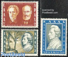 Delcampe - Greece 1957 Dionysos Solomos 3v, Mint NH, Performance Art - Music - Art - Authors - Neufs