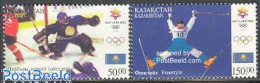 Delcampe - Kazakhstan 2002 Olympic Winter Games 2v, Mint NH, Sport - Ice Hockey - Olympic Winter Games - Skiing - Hockey (su Ghiaccio)