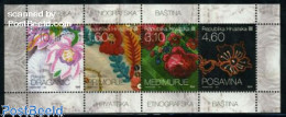 Delcampe - Croatia 2010 Ethnographic Heritage 4v M/s, Mint NH, Nature - Various - Flowers & Plants - Textiles - Textil
