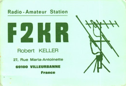 Delcampe - QSL CARDS, AMATEUR RADIO, F2KR, VILLEURBANNE, ANTENNA ILLUSTRATION, POSTCARD, FRANCE - Amateurfunk