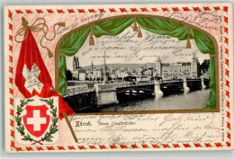 Delcampe - 8000 Zürich 1905 Prägedruck Neue Quaibrücke Fahne Wappen Passepartout Li... - 13481627 - Zürich